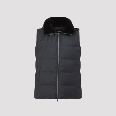 Yves Salomon Quilted Down-filled Mink Gilet With Contrast Lining In Black