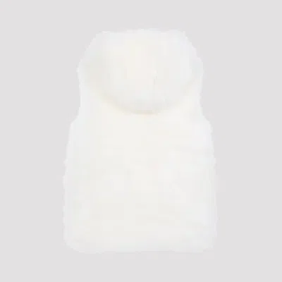 Yves Salomon Plush Lamb Fur Vest With High Collar And Down Insulation In White