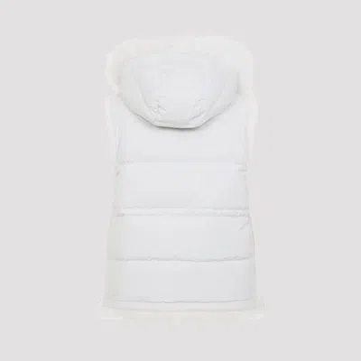 Yves Salomon Plush Lamb Fur Vest With High Collar And Down Insulation In White