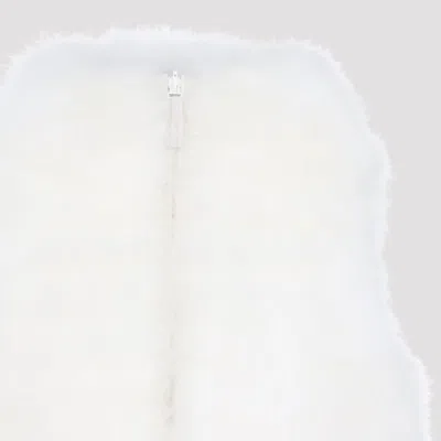 Yves Salomon Plush Lamb Fur Vest With High Collar And Down Insulation In White