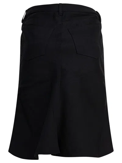 Balenciaga Flared Midi Skirt Featuring Five Pockets In Black