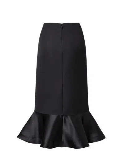 Fendi Women High-waisted Midi Skirt In Grain De Poudre Wool In Black