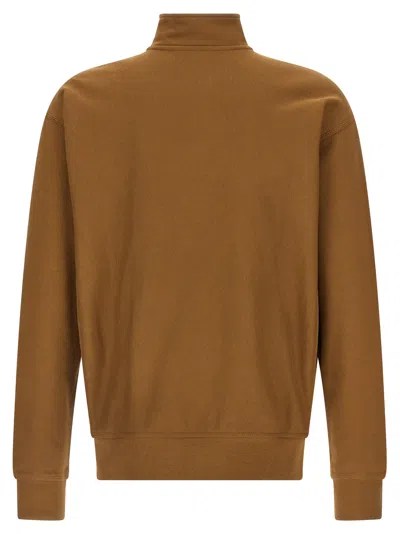 Carhartt Half Zip American Script Sweat Sweatshirt Brown In Brown