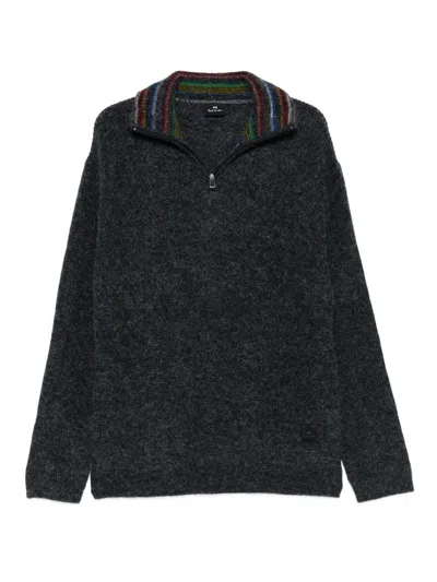 Paul Smith Half-zio Sweater In Gray