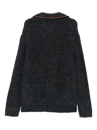Paul Smith Half-zio Sweater In Gray