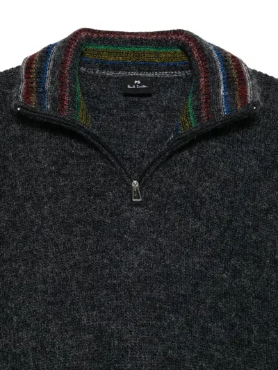 Paul Smith Half-zio Sweater In Gray