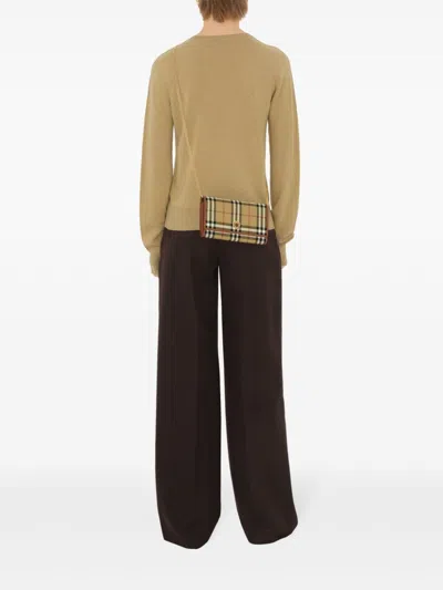 Burberry Hannah Check Coated Canvas Wallet On A Chain In Gold