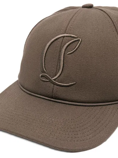 Christian Louboutin Mooncrest Adjustable Canvas Baseball Cap In Gray