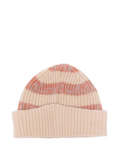 Paul Smith Striped Ribbed Cuff Hat With Folded Brim