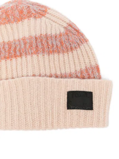 Paul Smith Striped Ribbed Cuff Hat With Folded Brim