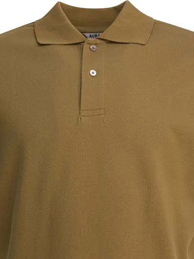 Auralee Heavy Cotton Polo Shirt Polo Shirts Beige In Green
