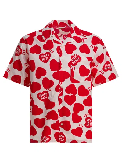 Human Made Heart Print Short Sleeve Button Down Shirt In Red