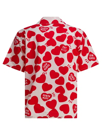 Human Made Heart Print Short Sleeve Button Down Shirt In Red