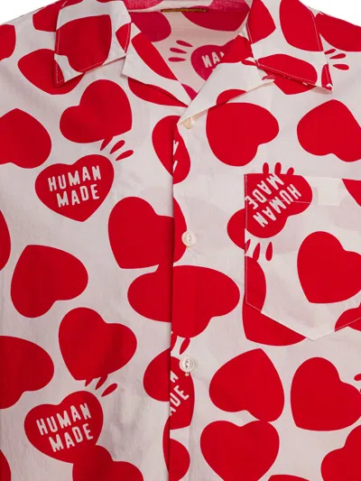 Human Made Heart Print Short Sleeve Button Down Shirt In Red