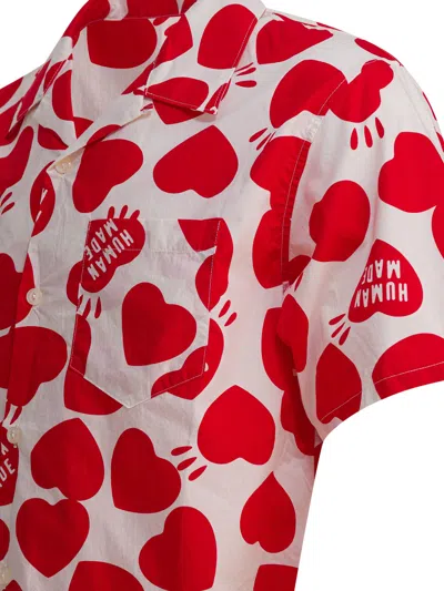 Human Made Heart Print Short Sleeve Button Down Shirt In Red