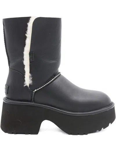 Ugg Stylish Platform Ankle Boots With Round Toe In Black