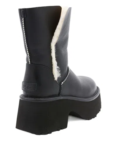 Ugg Stylish Platform Ankle Boots With Round Toe In Black