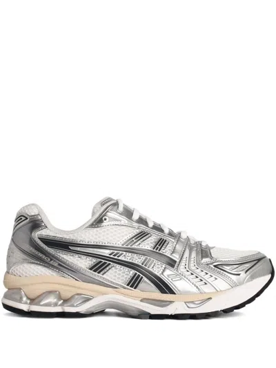 Asics Gel-kayano 14 Sneakers In White And Silver Technical Fabric Blend In Green