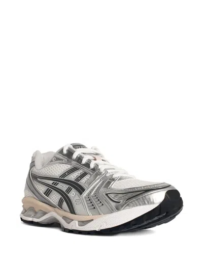 Asics Gel-kayano 14 Sneakers In White And Silver Technical Fabric Blend In Green