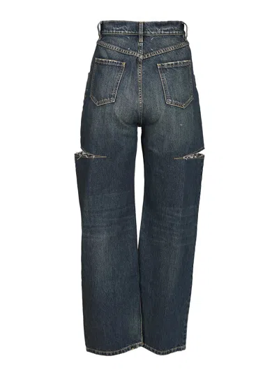Maison Margiela High-waisted Jeans With Side Rips In Blue