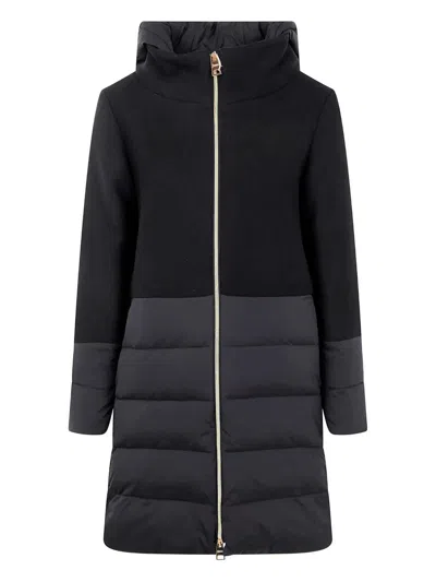 Herno Hooded Padded Jacket With Wool Inserts Clothing In Black