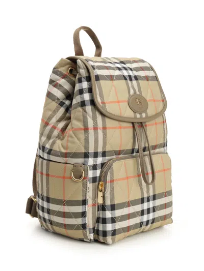 Burberry Beige Check Horseshoe Backpack Women In Multi