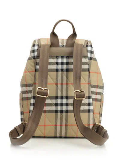 Burberry Beige Check Horseshoe Backpack Women In Multi