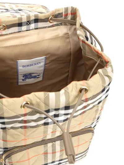 Burberry Beige Check Horseshoe Backpack Women In Multi