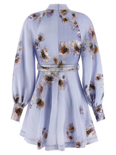 Zimmermann Mini Dress With Buttons Hypnotic In Blue