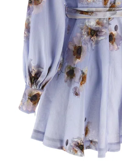 Zimmermann Mini Dress With Buttons Hypnotic In Blue