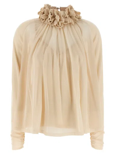 Zimmermann Hypnotic Crochet Trim Tops White In Brown