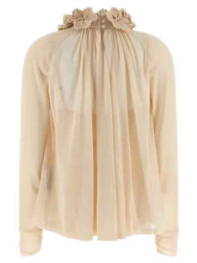 Zimmermann Hypnotic Crochet Trim Tops White In Brown