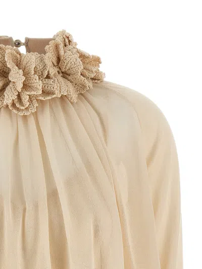 Zimmermann Hypnotic Crochet Trim Tops White In Brown