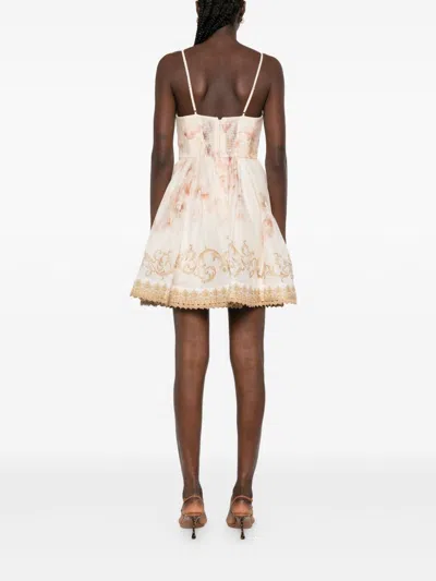 Zimmermann Hypnotic Linen And Silk Mini Dress In White