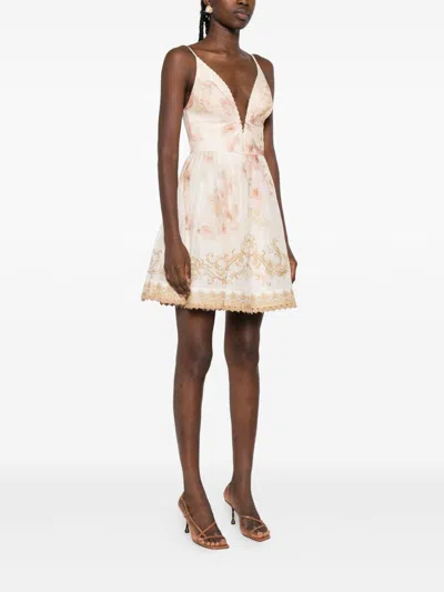 Zimmermann Hypnotic Linen And Silk Mini Dress In White