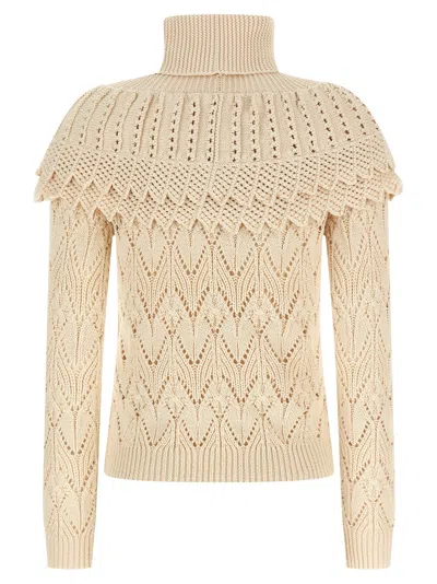 Zimmermann Hypnotic Ruffle Collar Sweaters And Cardigans Beige