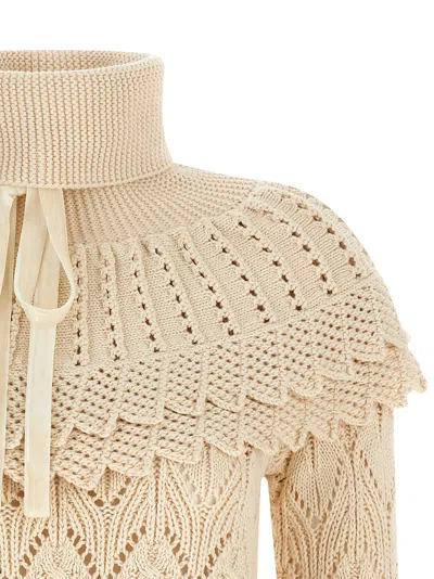 Zimmermann Hypnotic Ruffle Collar Sweaters And Cardigans Beige