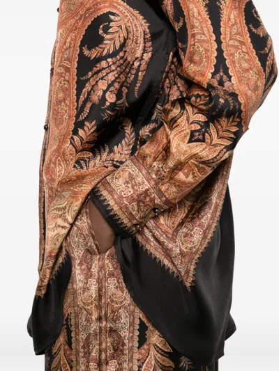 Zimmermann Multicolor Shirt With Pointed Collar And Paisley Motif In Silk Woman In Orange