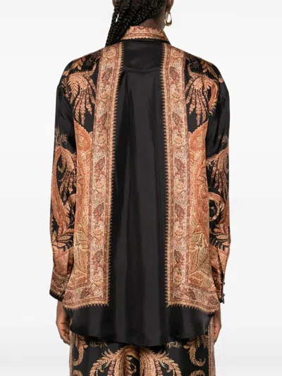 Zimmermann Multicolor Shirt With Pointed Collar And Paisley Motif In Silk Woman In Orange