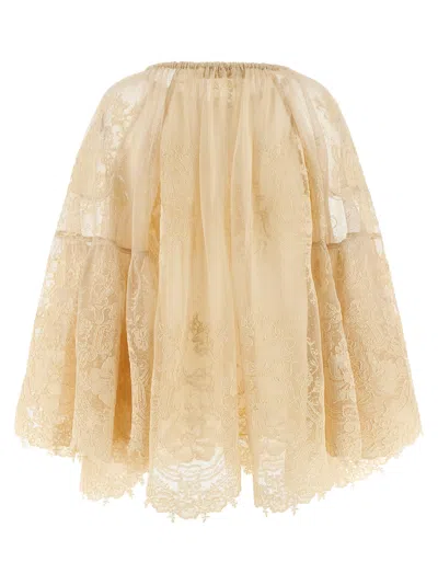 Zimmermann Hypnotic Tiered Lace Shirt And Blouse Beige In Multi