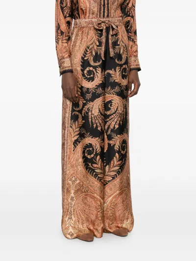 Zimmermann Hypnotic Silk Trousers In Multi
