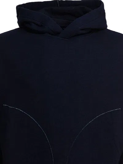 C.p. Company Hooded Sweatshirt With Front Pocket And Stitching In Blue