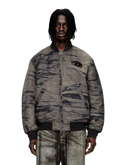 Diesel Mens J-kepes Logo-plaque Nylon Bomber Jacket 02 In Neutral