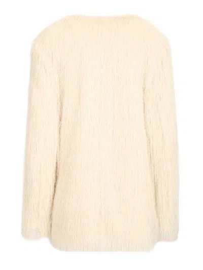 Dries Van Noten Jacket With Fringes Coats White In White