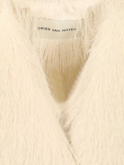 Dries Van Noten Jacket With Fringes Coats White In White
