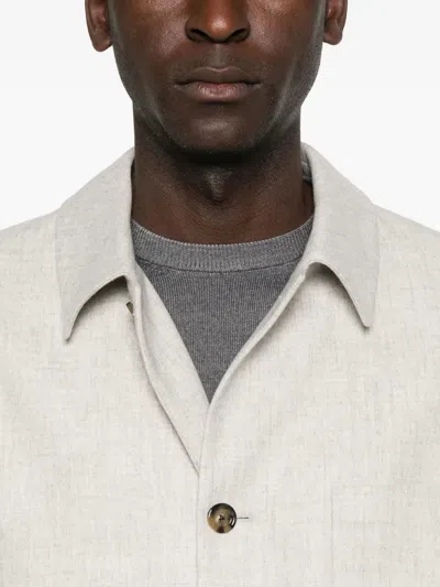 Lardini Wool And Cashmere-blend Overshirt In White