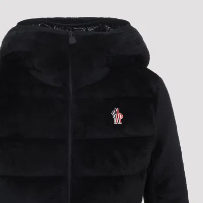 Moncler Hooded Quilted Fleece Down Jacket In Black