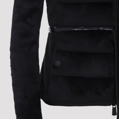 Moncler Hooded Quilted Fleece Down Jacket In Black
