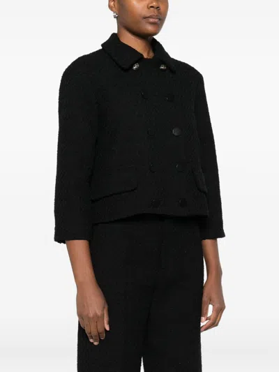 Gucci Wool Tweed Double-breasted Blazer In Black