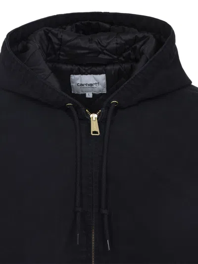 Carhartt Organic Cotton Hooded Blazer Kangaroo Pockets In Black